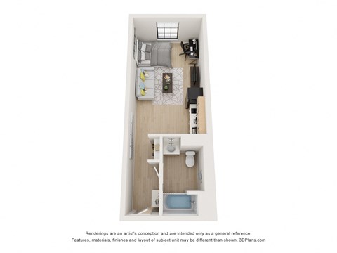 Studio ADA Floor Plan at Vision on Lombard, Baltimore, 21201